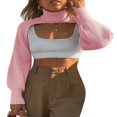 thumbnail image 4 of Chandail Femme Col Haut Manches Longues Bouffantes Tricot, 4 of 9