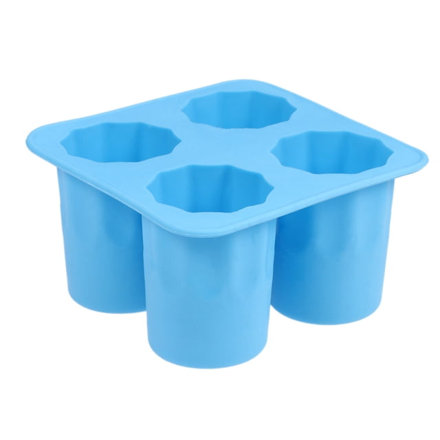 Molde de silicona para cubitos de hielo con forma de 4 tazas, para verano, color azul