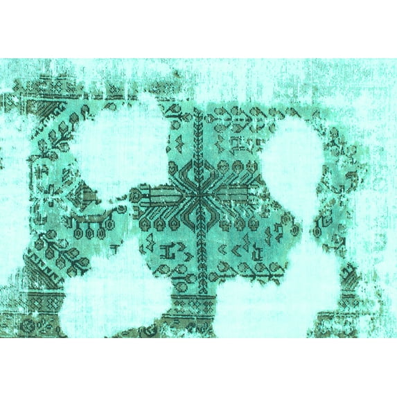 Ahgly Company Indoor Rectangle Oriental Turquoise Blue Modern Area Rugs, 5' x 7'