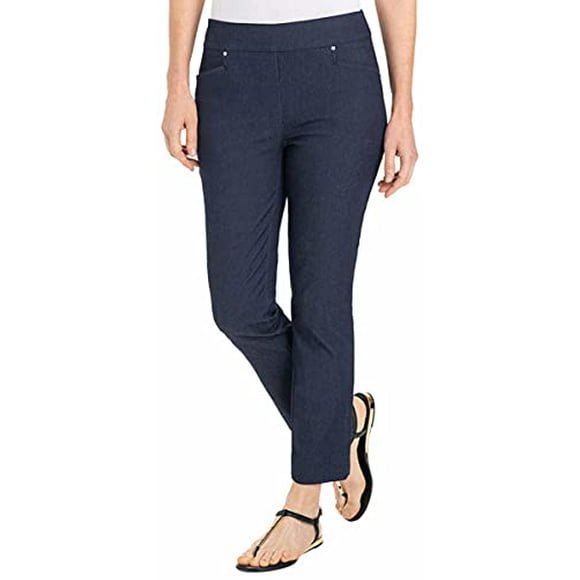 Hilary Radley Womens Pull On Ankle Pant (Indigo, Large)