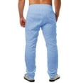 thumbnail image 2 of Sherrylily Men Casual Linen Pants Loose Fit Straight-Legs Elastic Drawstring Waist Summer Beach Long Pant, 2 of 3