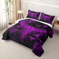thumbnail image 3 of Feelyou Neon Spooky Bat Quilt King, Vintage Gothic Halloween King Coverlet Set, Purple, 3 Pieces, 1 Comforter and 2 Pillowcases, 3 of 7