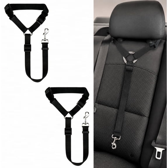 STORGENER Dog Car Restraint, Adjustable Car Dog Leash for Back Seat, Headrest Dog Seat Belt for Small to Medium Dogs, 2 Pack