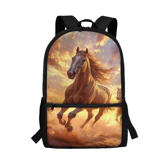 Uourmeti Horses Backpack for Students, 17 Inch Lightweight Smooth Zipper Travel Backpack for Daily Use Shopping