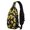 Sunflower and Bee Black Pattern, variant on Sunflower and Leaf Black Pattern Sling Backpack, Casual Day Sling Pack with Earphone Port, Breathable Padded Back Gift Ideas for Travel Shopping