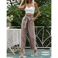 thumbnail image 4 of Eashery Women's Casual Linen Pants Light Baggy Jogger Relaxed Casual Cotton and Linen Women'S Linen Pants (Solid Color,Purple,L), 4 of 5