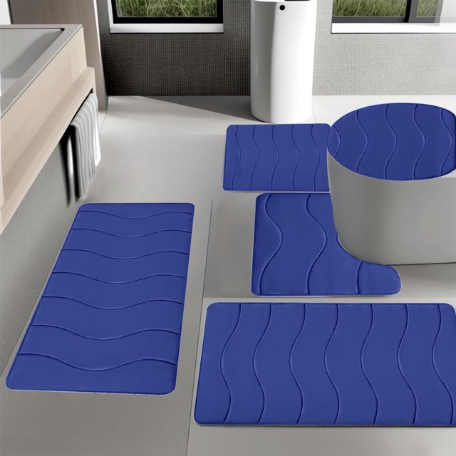 Dvkptbk Memory Foam Bath Mat 5 Set Bathroom Rugs For 5 Pcs Toilet Mats Universal Soft Comfortable Water Absorption Non-Slip Thick Machine Washable Easier To Dry Dark