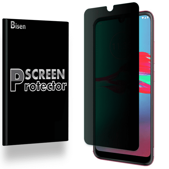 Fit Motorola Moto E6 Plus [BISEN] Privacy Anti-Spy Screen Protector, Anti-Scratch, Anti-Shock, Anti-Bubble