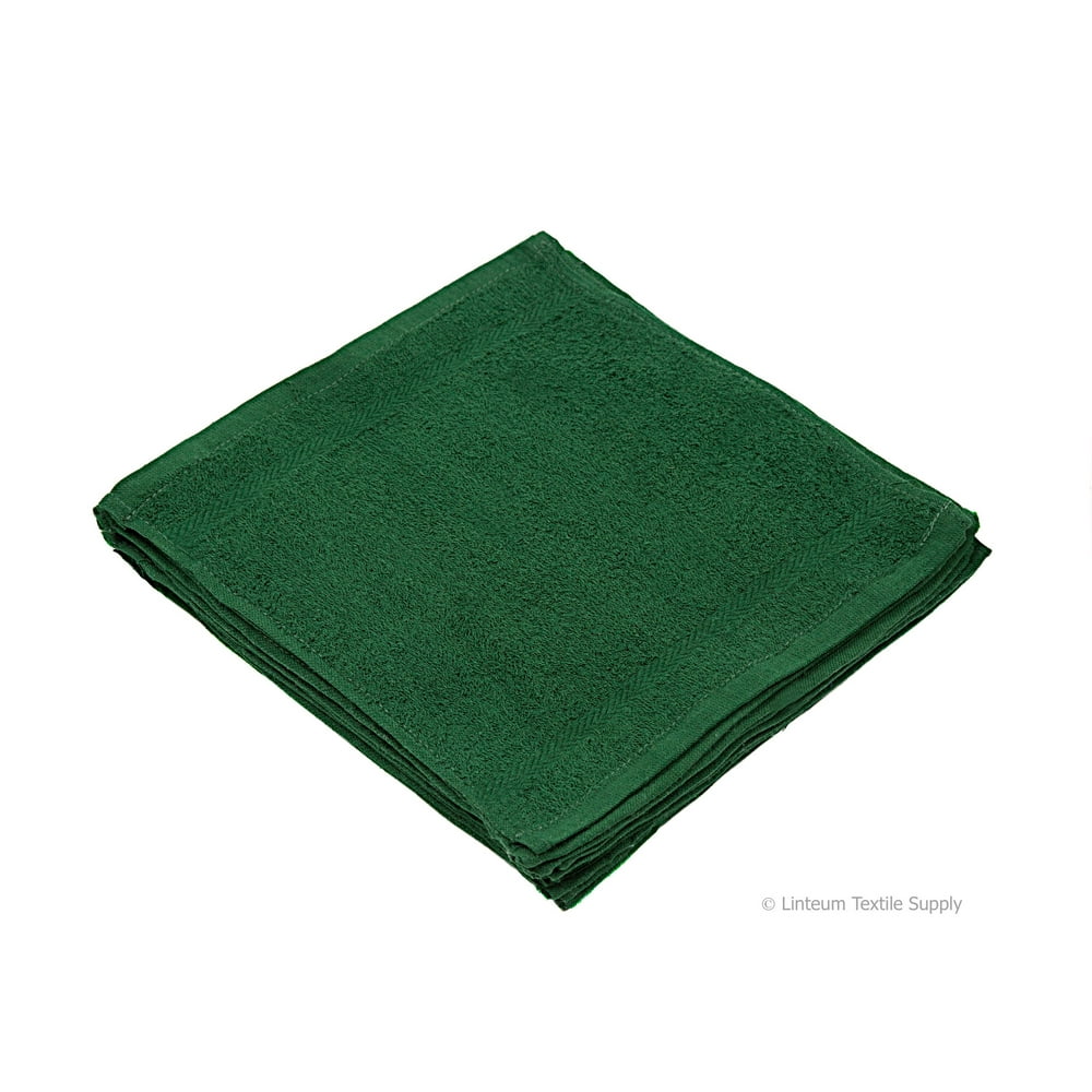 Linteum Textile (12-Pack, 12x12 in, Hunter Green) WASHCLOTHS Face ...