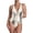 Silver, variant on Women's One Piece Swimsuit Tummy Control V Neck Sleeveless Full Coverage Bathing Suit Solid Color Summer Beach Breathable Swimwear Silver L
