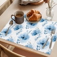 thumbnail image 3 of Blue Flowers Placemats Set of 8 Country Pastoral Floral Spring Place Mats Indoor Wipeable Table Mats Washable Cloth Dining Table Placemats for Kitchen Holiday Party Home Decor 13x19 Inch, 3 of 9