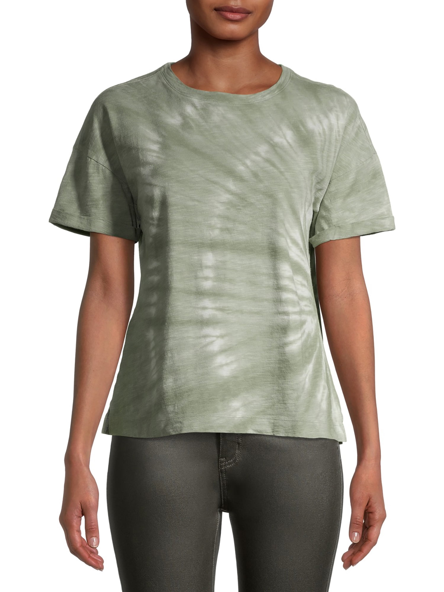 Time and Tru Women's Relaxed Crewneck TShirt with Short Sleeves