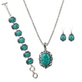 thumbnail image 2 of SPRING PARK 4Pcs/Set Earrings Bracelet Necklace Jewellery Set Vintage Antique Silver Turquoise Stone Bracelet, 2 of 6
