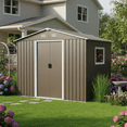 thumbnail image 2 of Homy Casa Metal Outdoor Storage Shed with Floor Frame, Window & Lockable Doors, 2 of 7
