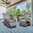 thumbnail image 5 of Mondawe Outdoor Recliner Chair, Patio Recliner with Hand-Woven Wicker, Flip Table Push Back, Adjustable Angle, 6.8'' Thickness Cushions, Reclining Lounge Chair for Indoor and Outdoor, Gray, 5 of 9