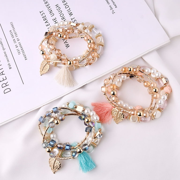 Bracelet Making Kit Pearl Multi Layer Bracelet Bangle Fashion Gemstone Jewelry Charms For Women Girls Jewelry Bracelet Glass Alloy Temperament Tassel