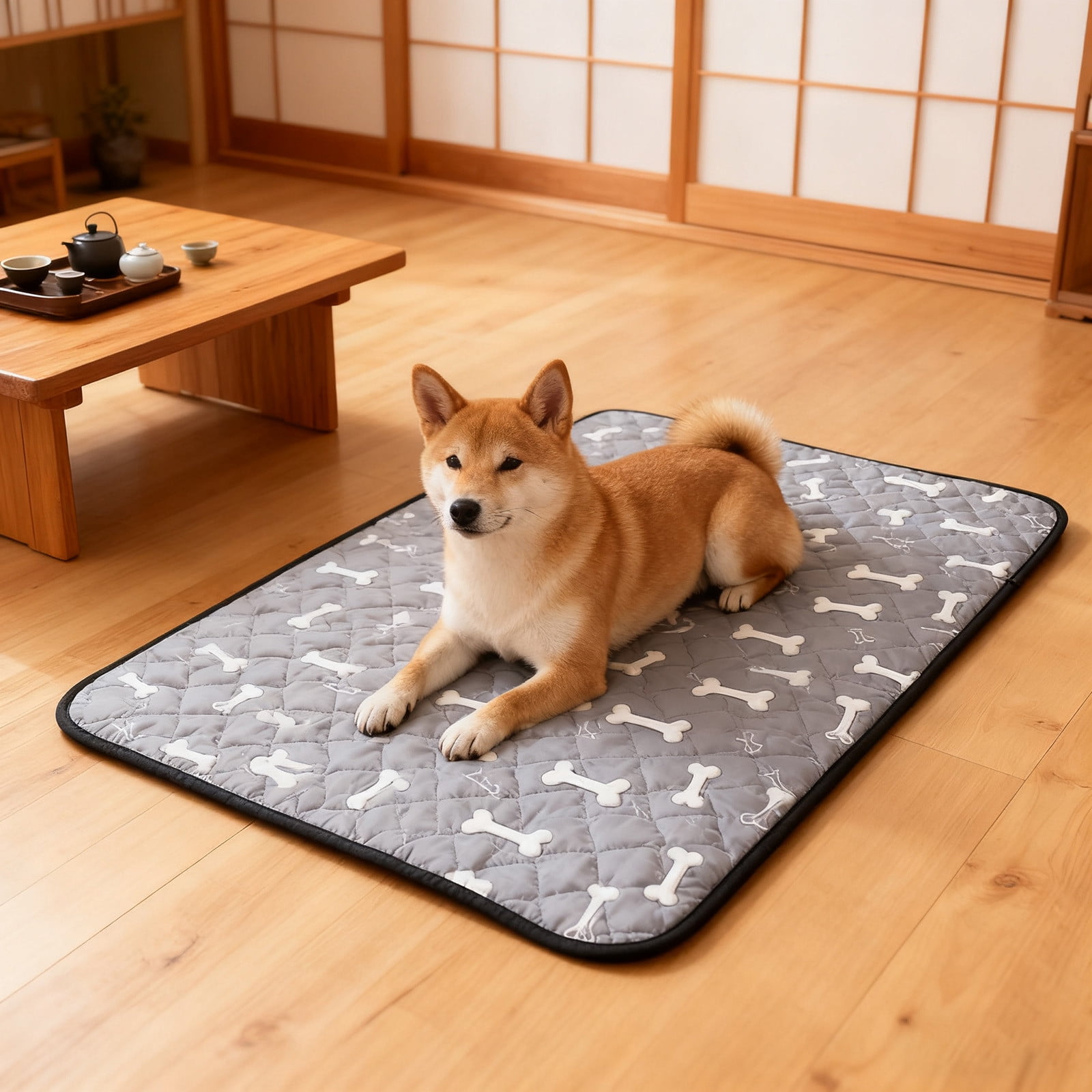 Lunxisen 1 Pcs Washable Pee Pads for Dogs, Puppy Pads Washable with Bone Print,Absorbent Reusable Whelping Pads Non-Slip Dog Mats for Floor Protector, Couch Cover, Crate.(70*100cm)