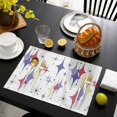 thumbnail image 3 of Red Purple Diamond Placemats Set of 4, Modern Geometric Middle Century Retro Placemats for Dining Table, Place Mats for Kitchen Tabletop, Waterproof Wipeable Dining Table Mats Set, 3 of 9