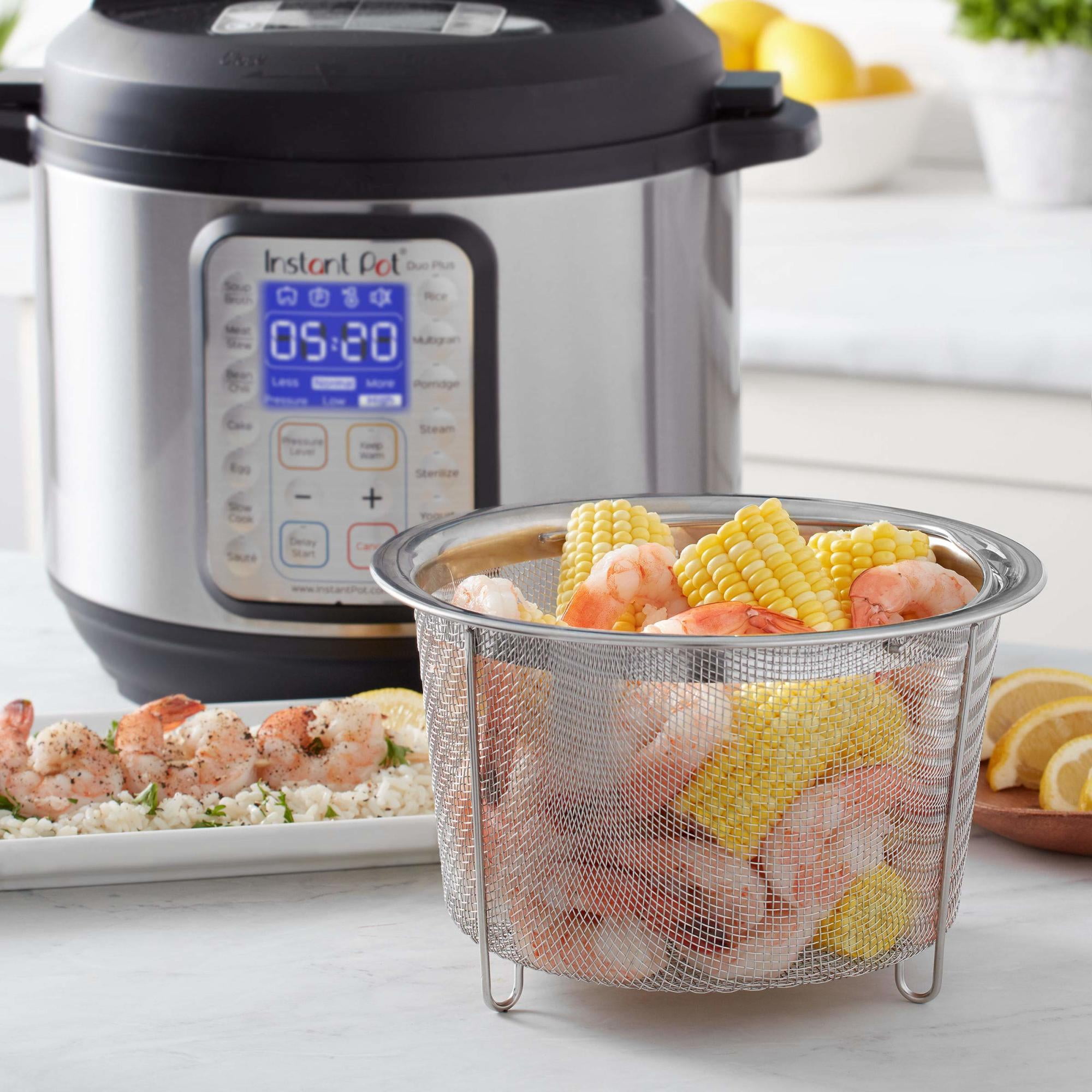 Instant Pot Official Large Mesh Steamer Basket Set of 2 - Stainless Steel, Multi-Purpose Steamer & Strainer for Vegetables, Fish, Meat & More - Rust-Resistant, Easy-Lift Handle, Dishwasher Safe