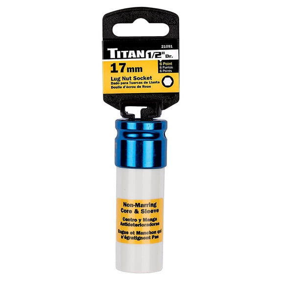 Titan 17MM Lug Nut Socket Socket 17MM Socket, 1/2 in Drive, Deep, Chrome