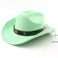 thumbnail image 6 of Vented Straw Cowboy Hat for Women Men Cattleman Crease Wide Brim Breathable Lightweight Western Cowgirl Hat Summer Beach, 6 of 6