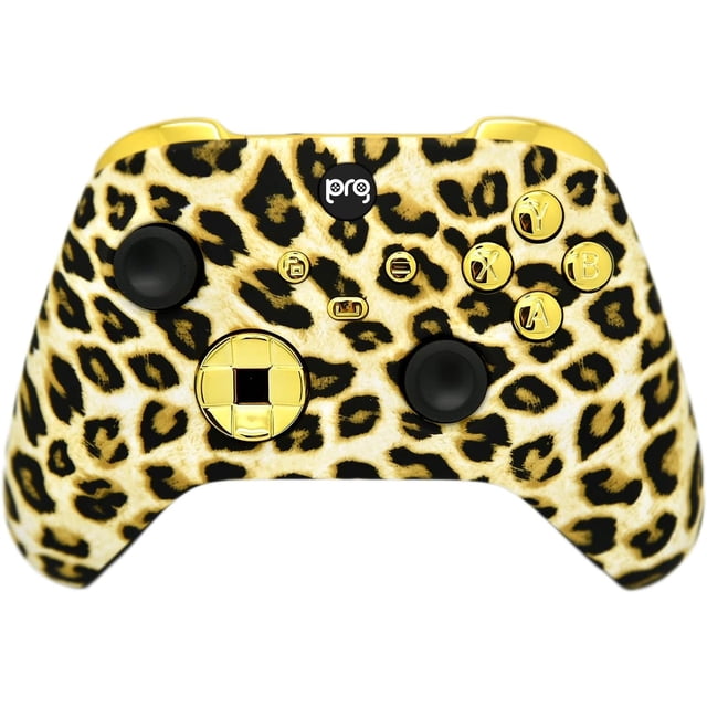 Controlador ProControllers Xbox Series X/S con estampado de leopardo y detalles dorados