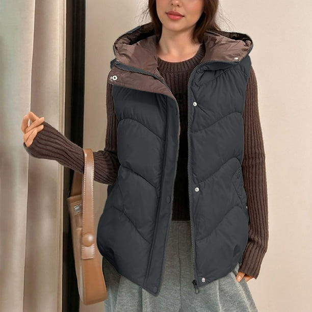 Sudadera con capucha y manga larga para mujer, con cuello de cremallera y abrigo