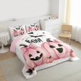 thumbnail image 3 of jejeloiu Pink Funny Pumpkin Full Size Comforter Sets,Happy Halloween Bedding Comforter Set,Black Bats Bedding Sets For Teens Girl,Super Cozy Room Decor Reversible,3pcs, 3 of 8