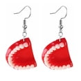 thumbnail image 1 of Shisuyan 1 Pair Funny Denture Earrings Tooth Shaped Drop Earrings Cartoon 3D Tooth Model, 1 of 8