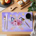 thumbnail image 2 of Red Pink Flower Placemats Set of 2, Antlers Watercolor Leaves Purple Gradient Non-Slip Place Mats Washable Table Mats for Kitchen Dining Table Decorations Indoor/Outdoor, 2 of 9