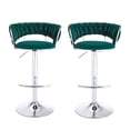 thumbnail image 2 of Tcbosik Set of 2 Velvet Swivel Bar Stools, Modern Height-Adjustable Kitchen & Home Bar Chairs w/ Padded Seat and Chrome Pedestal Base, 360° Rotation, Green, 2 of 6