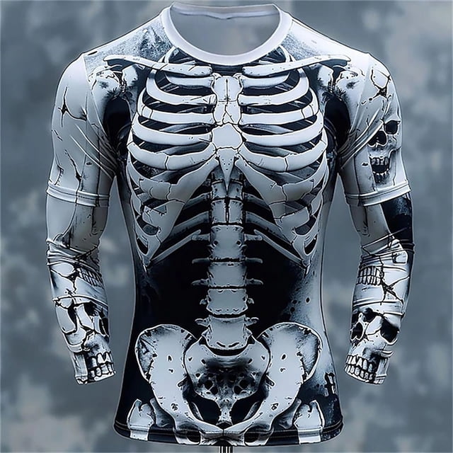 T-Shirt à Manches Longues pour Hommes Élégant avec Motif 3D Unique pour Tenue Décontractée et Active
