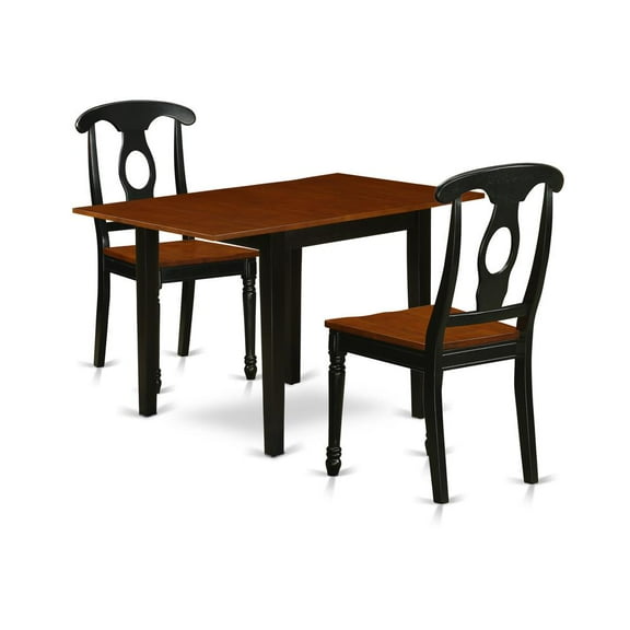 East West Furniture Dining Room Set Black & Cherry, NDKE3-BCH-W