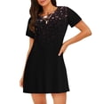 thumbnail image 1 of Fotbe Sparkling Pink Night Sky Bata de Dormir para Mujer con Estampado, Camisón de Algodón de Manga Corta, Ropa de Dormir Casual, 1 of 6