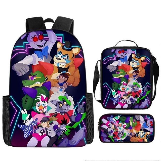 Teenage Student Backpack Simple Large Capacity Schoolbag Cartoon Satchel Pencil Case Three-piece Setweek