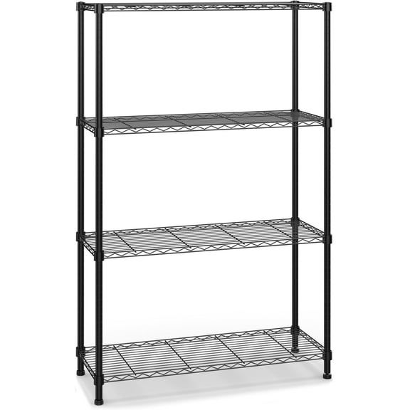 Qunler 4-Tier Storage Shelf Unit 54"H x 36"W x 14"D, Garage NSF Wire Shelving Steel Storage Shelves Heavy Duty Height Adjustable for 600lbs Capacity, Black