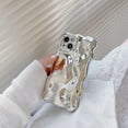 thumbnail image 4 of for iPhone 15 Case 6.1 Inch Cute Wave Pattern Aesthetic Phone Case 3D Curly Wavy Shape Plating Glitter Bling for Women Girls Soft Bumper Silicone Shockproof Case, Sliver, 4 of 12