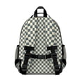thumbnail image 3 of Navy and Beige Checkerboard Pattern Backpack for School,Cute School Bag,Schoolbag with Adjustable Shoulder Straps & Padded Back,15.25"x11.5"x5.25", 3 of 5