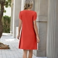 thumbnail image 3 of Womens Summer Casual Dresses 2026 Tulip Petal Short Sleeve Crew Neck Floral Print Dresses with Pockets XL, 3 of 3