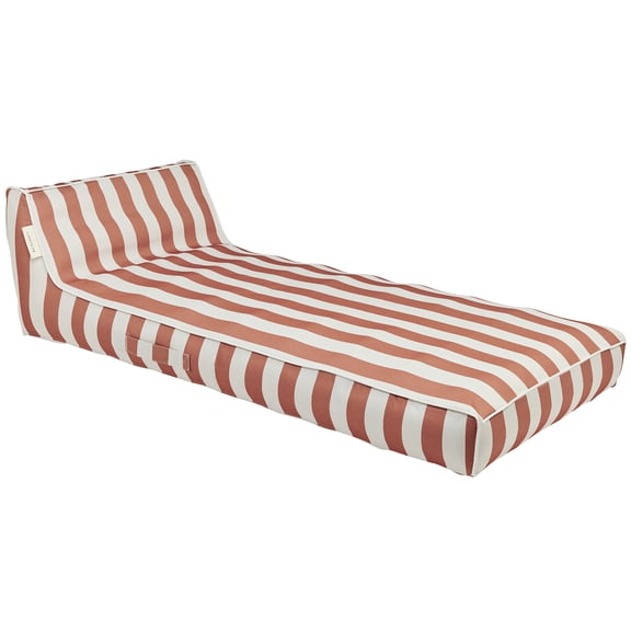 Sunnylife: Luxe Lie-On Lounger - Tierra Clay Stripe - Terracotta Inflatable Pool & Water Float, Lay-Flat w/ Head Rest, Beach Seat, Removeable Cover