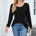 thumbnail image 4 of Trushirt Womens Tops Casual Solid Crew Neck Long Sleeve Fall Winter Black Going Out Tops for Women Size L, 4 of 9