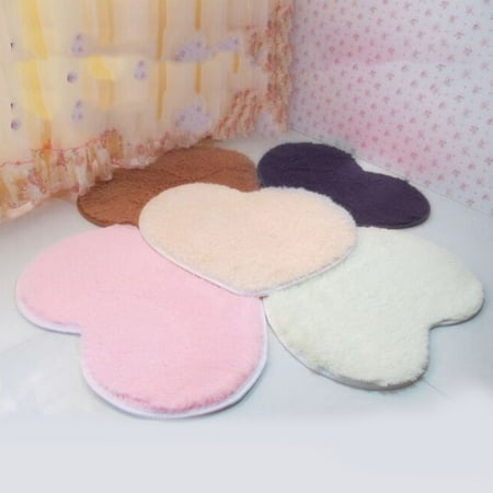 Velvet Fabric Heart Shape Floor Mat Anti Slip Water Absorption