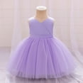 thumbnail image 4 of Girls Formal Princess Dress, Summer Flower Girl Wedding Dress with Tulle Skirt for Bridal Party, Junior Bridesmaid Pageant Gown for Special Occasions Age 6M-4Y Purple 80, 4 of 8