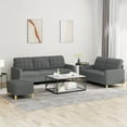 thumbnail image 1 of vidaXL 3 Piece Sofa Set with Cushions Dark Grey Fabric, 1 of 5