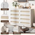 thumbnail image 3 of Bingirl 8 - Drawer Rattan Wood Dresser: Multi - Purpose Chest for Bedroom, Living Room, Entryway, or TV Stand. Wide Tabletop, Smooth Metal Rails, Anti - Tip Safety (Durable Elegant Design), 3 of 6