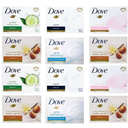 Dove Beauty Soap Bars Assorted Scent 4.75Oz / 135G (12 Pack)