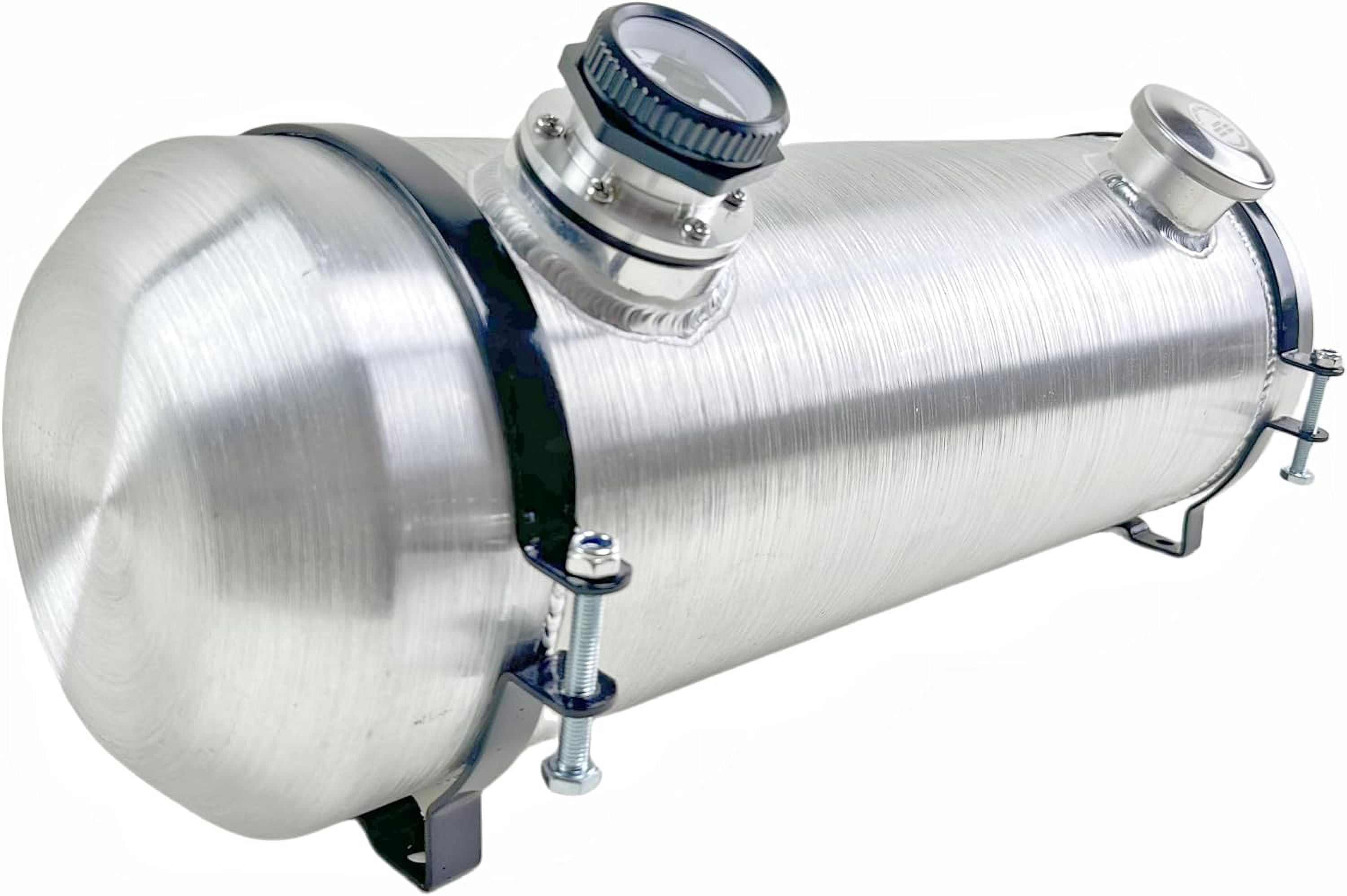 JSD 5 Gallon Overall 8" x 24" Aluminum Round Fuel Tank Spun Fuel Gas Tank Cell With Level Gauge End Fill 1/4" NPT