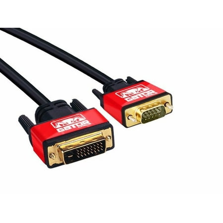 Vga Plate - GATOR CABLE 24+5 pin Dual Link DVI-I Male to 15 pin VGA Male cable - RED - 6 FT - Gold Plated Connectors - Video Monitor Adapter