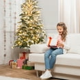 thumbnail image 2 of Costway 6ft Pre-Lit Artificial Hinged Pencil Christmas Tree Snow-Flocked w/ Metal Stand, 2 of 10