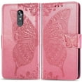 thumbnail image 2 of Case Premium PU Leather Flip Wallet Case Butterfly Embossed Full Body Protection Flip Stand Card Holder Magnetic Cover for iPhone 12 / 12Pro 6.1(Pink), 2 of 6